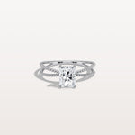 1CT Radiant Cut Lab Diamond Milgrain Hidden Halo Engagement Ring - Rings
