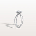 1CT Radiant Cut Lab Diamond Milgrain Hidden Halo Engagement Ring - Rings