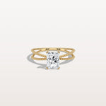 1CT Radiant Cut Lab Diamond Milgrain Hidden Halo Engagement Ring - Rings