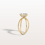 1CT Radiant Cut Lab Diamond Milgrain Hidden Halo Engagement Ring - Rings