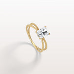 1CT Radiant Cut Lab Diamond Milgrain Hidden Halo Engagement Ring - Rings