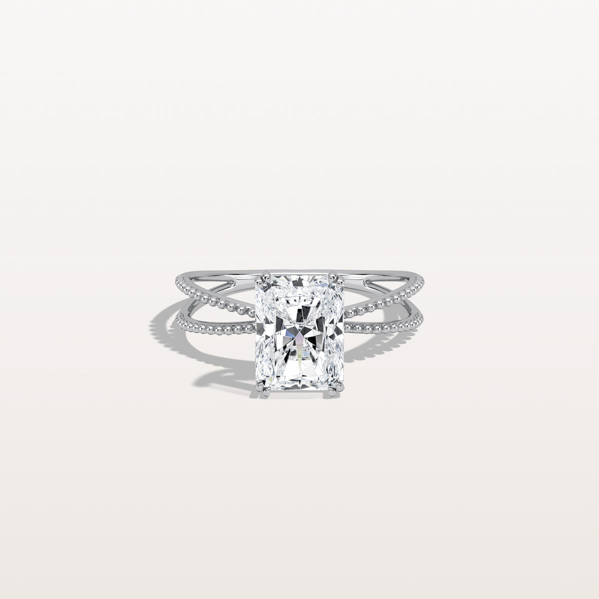 2CT Radiant Cut Lab Diamond Milgrain Hidden Halo Engagement Ring - Rings