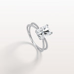 2CT Radiant Cut Lab Diamond Milgrain Hidden Halo Engagement Ring - Rings