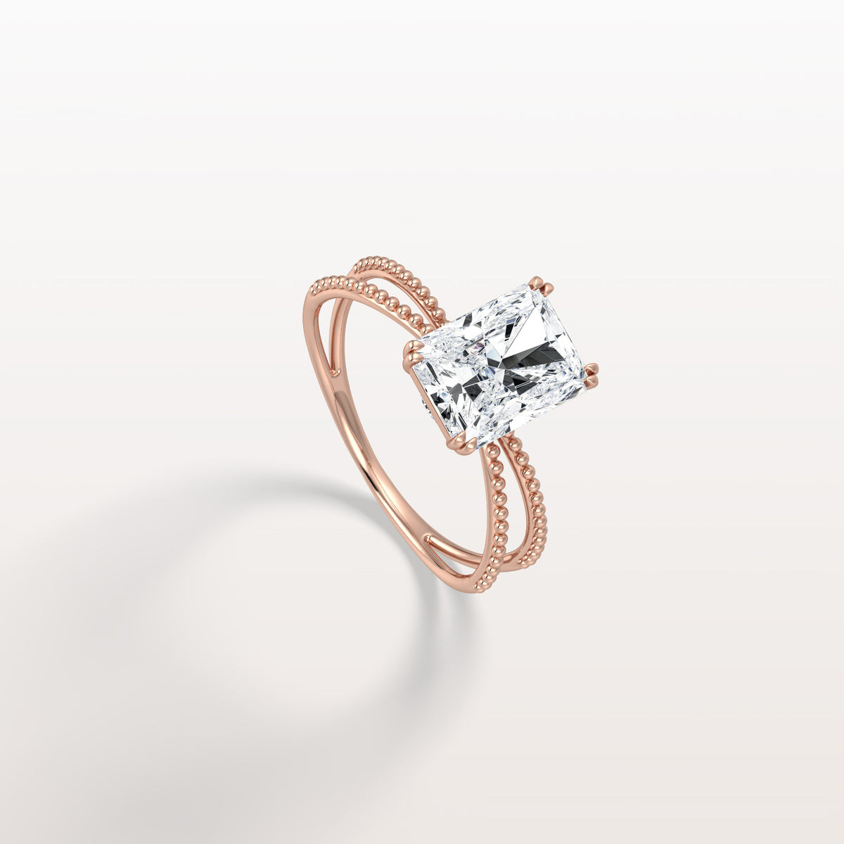 2CT Radiant Cut Lab Diamond Milgrain Hidden Halo Engagement Ring - Rings