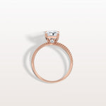 2CT Radiant Cut Lab Diamond Milgrain Hidden Halo Engagement Ring - Rings