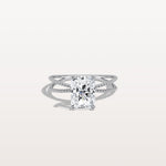 2CT Radiant Cut Lab Diamond Milgrain Hidden Halo Engagement Ring - Rings