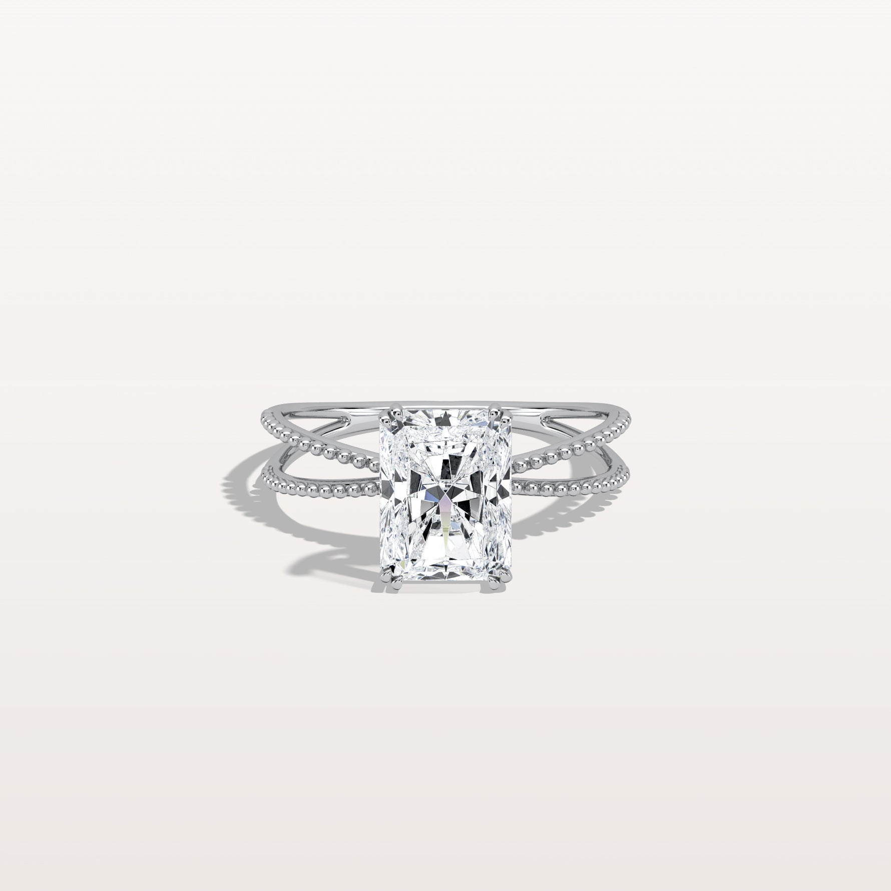 2CT Radiant Cut Lab Diamond Milgrain Hidden Halo Engagement Ring - Rings