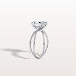 2CT Radiant Cut Lab Diamond Milgrain Hidden Halo Engagement Ring - Rings