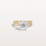 2CT Radiant Cut Lab Diamond Milgrain Hidden Halo Engagement Ring - Rings