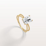 2CT Radiant Cut Lab Diamond Milgrain Hidden Halo Engagement Ring - Rings