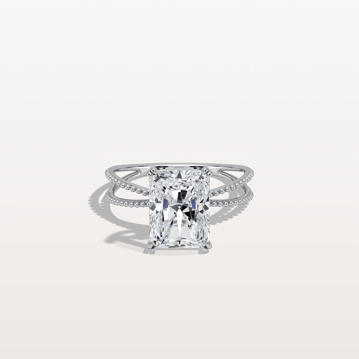 3CT Radiant Cut Lab Diamond Milgrain Hidden Halo Engagement Ring - Rings