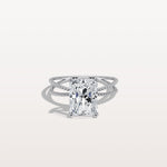 3CT Radiant Cut Lab Diamond Milgrain Hidden Halo Engagement Ring - Rings