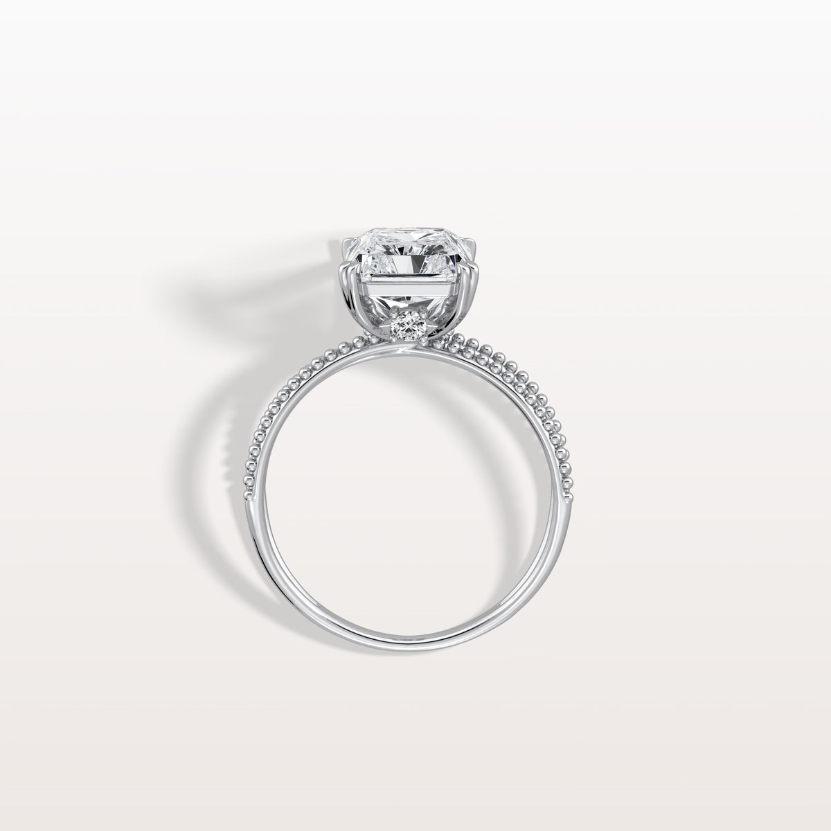 3CT Radiant Cut Lab Diamond Milgrain Hidden Halo Engagement Ring - Rings