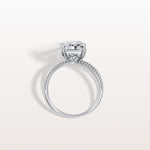 3CT Radiant Cut Lab Diamond Milgrain Hidden Halo Engagement Ring - Rings