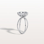 3CT Radiant Cut Lab Diamond Milgrain Hidden Halo Engagement Ring - Rings