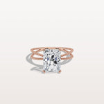 3CT Radiant Cut Lab Diamond Milgrain Hidden Halo Engagement Ring - Rings