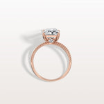 3CT Radiant Cut Lab Diamond Milgrain Hidden Halo Engagement Ring - Rings