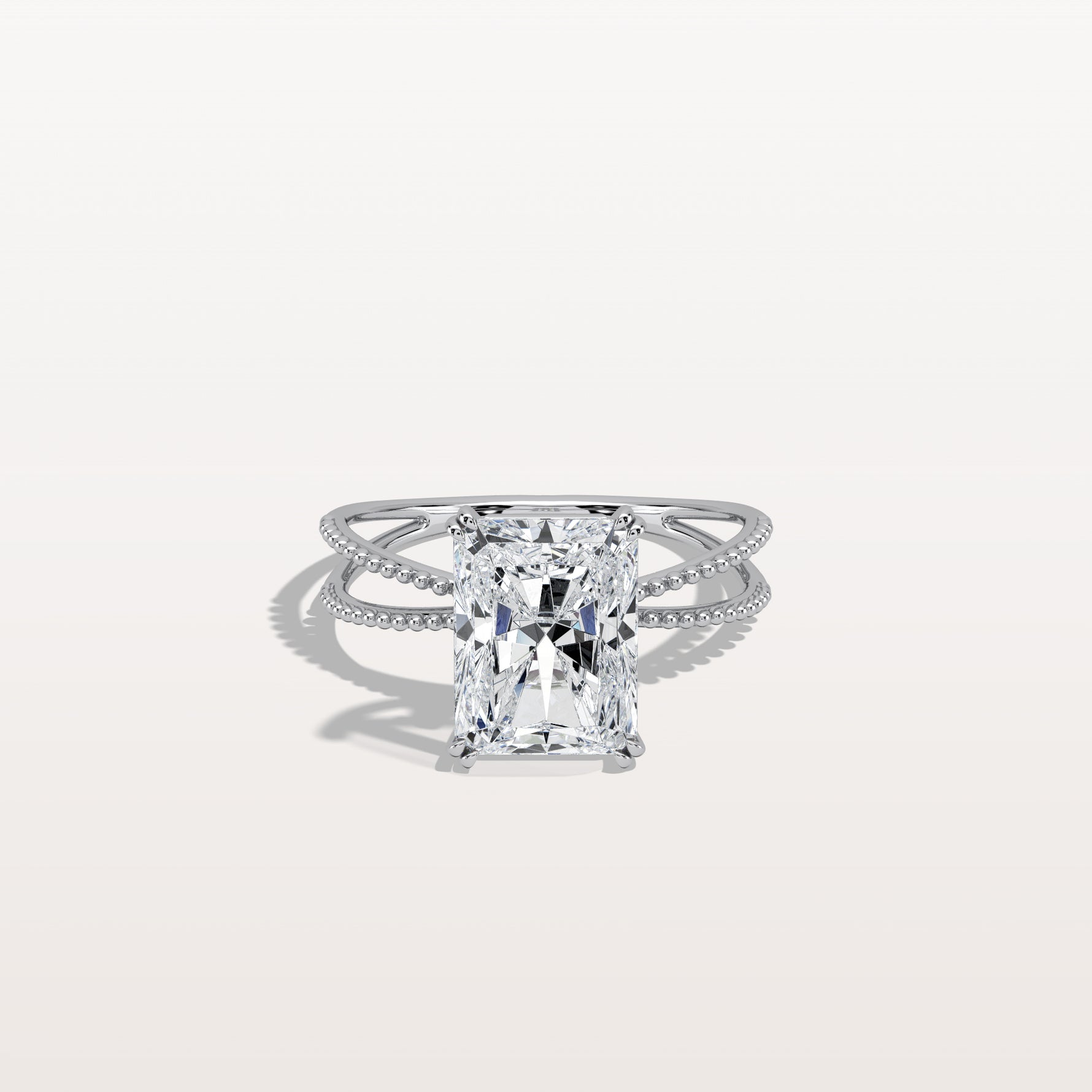 3CT Radiant Cut Lab Diamond Milgrain Hidden Halo Engagement Ring - Rings