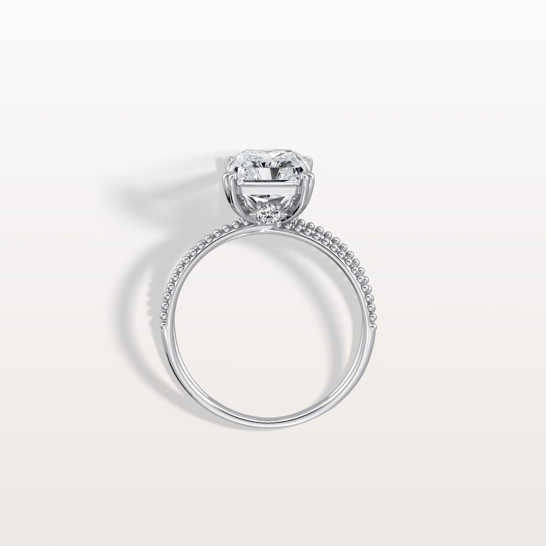 3CT Radiant Cut Lab Diamond Milgrain Hidden Halo Engagement Ring - Rings