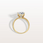 3CT Radiant Cut Lab Diamond Milgrain Hidden Halo Engagement Ring - Rings