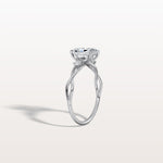 1CT Radiant Cut Lab Diamond Twisted Three Stones Engagement Ring - Rings