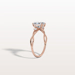 1CT Radiant Cut Lab Diamond Twisted Three Stones Engagement Ring - Rings