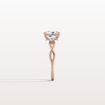 1CT Radiant Cut Lab Diamond Twisted Three Stones Engagement Ring - Rings