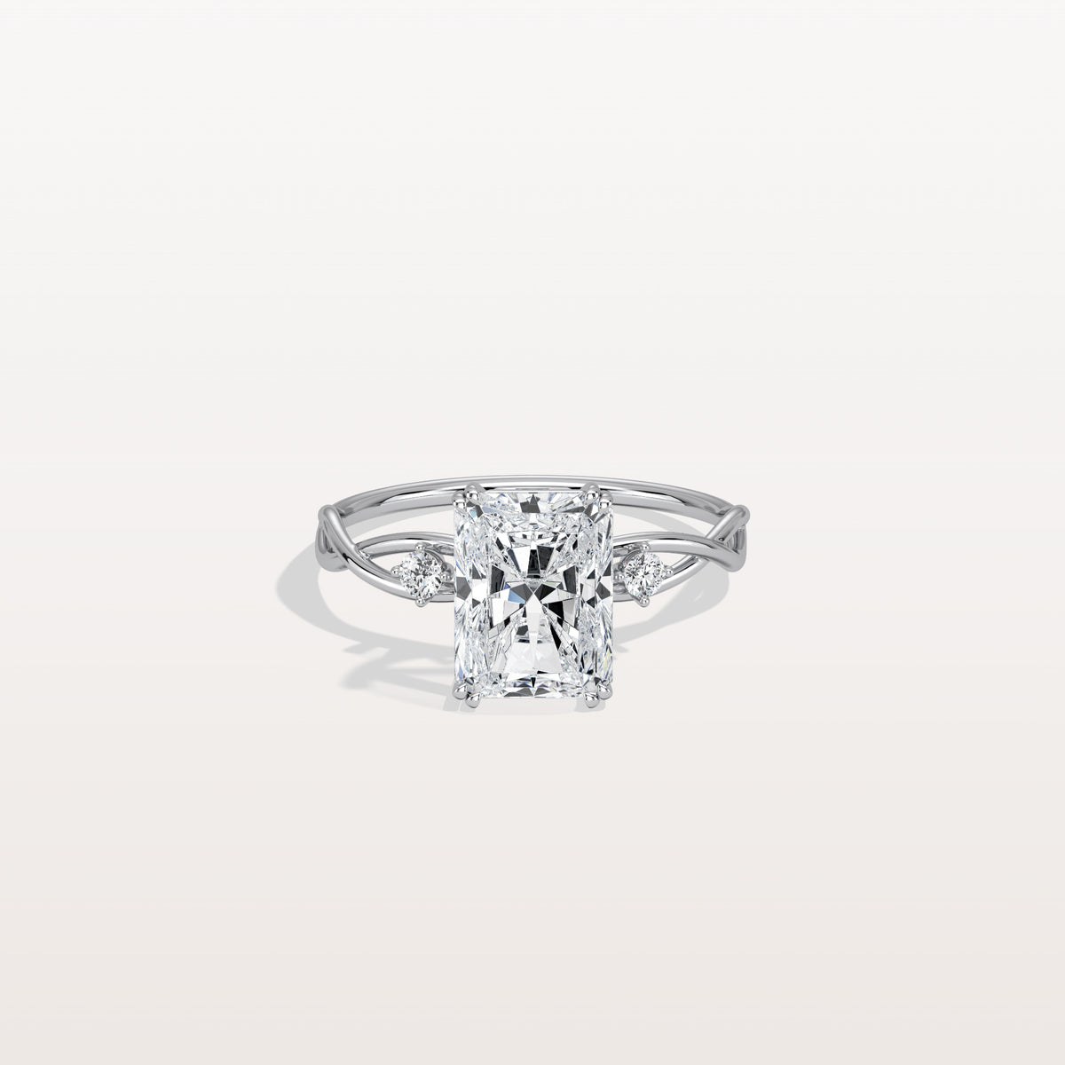 2CT Radiant Cut Lab Diamond Twisted Three Stones Engagement Ring - Rings