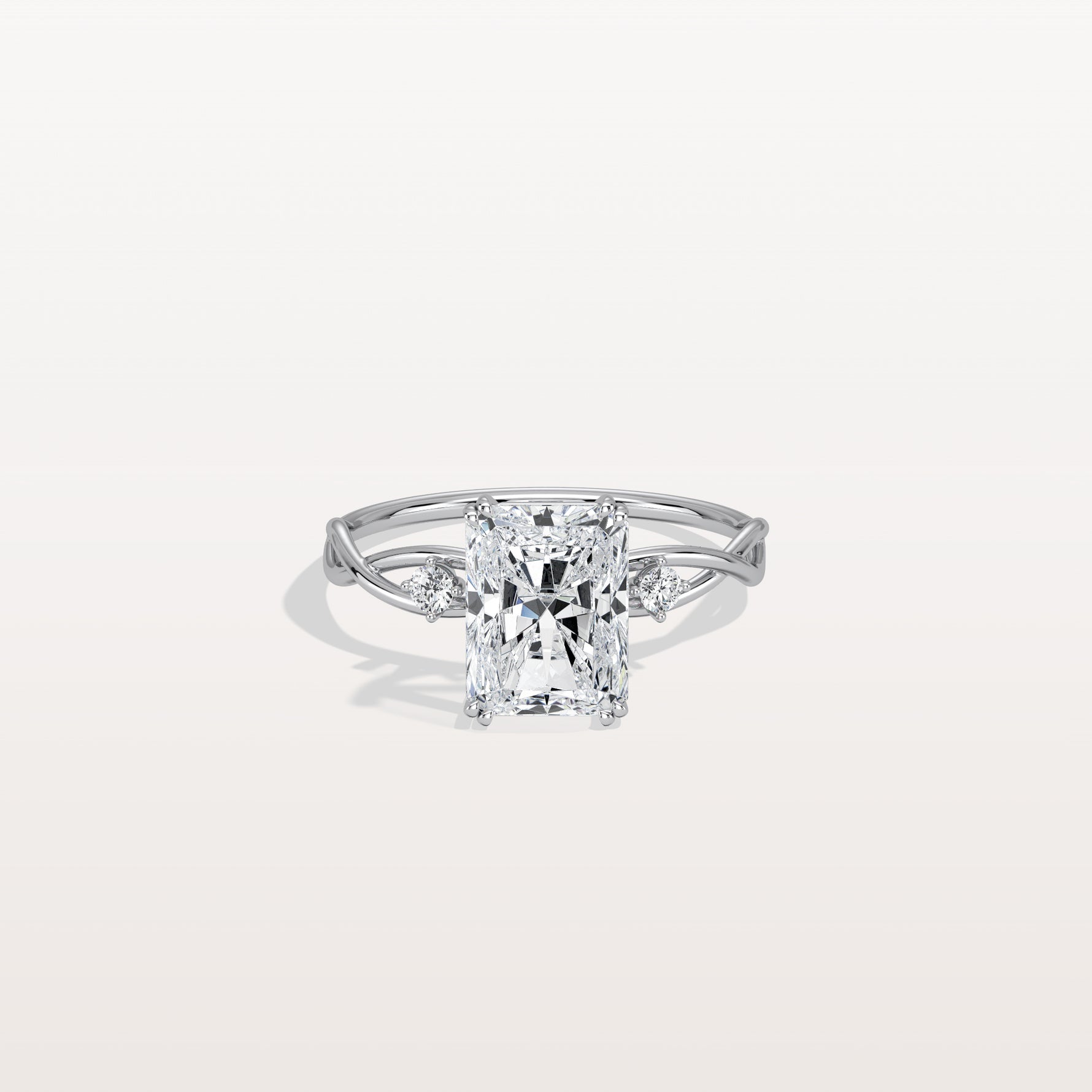 2CT Radiant Cut Lab Diamond Twisted Three Stones Engagement Ring - Rings