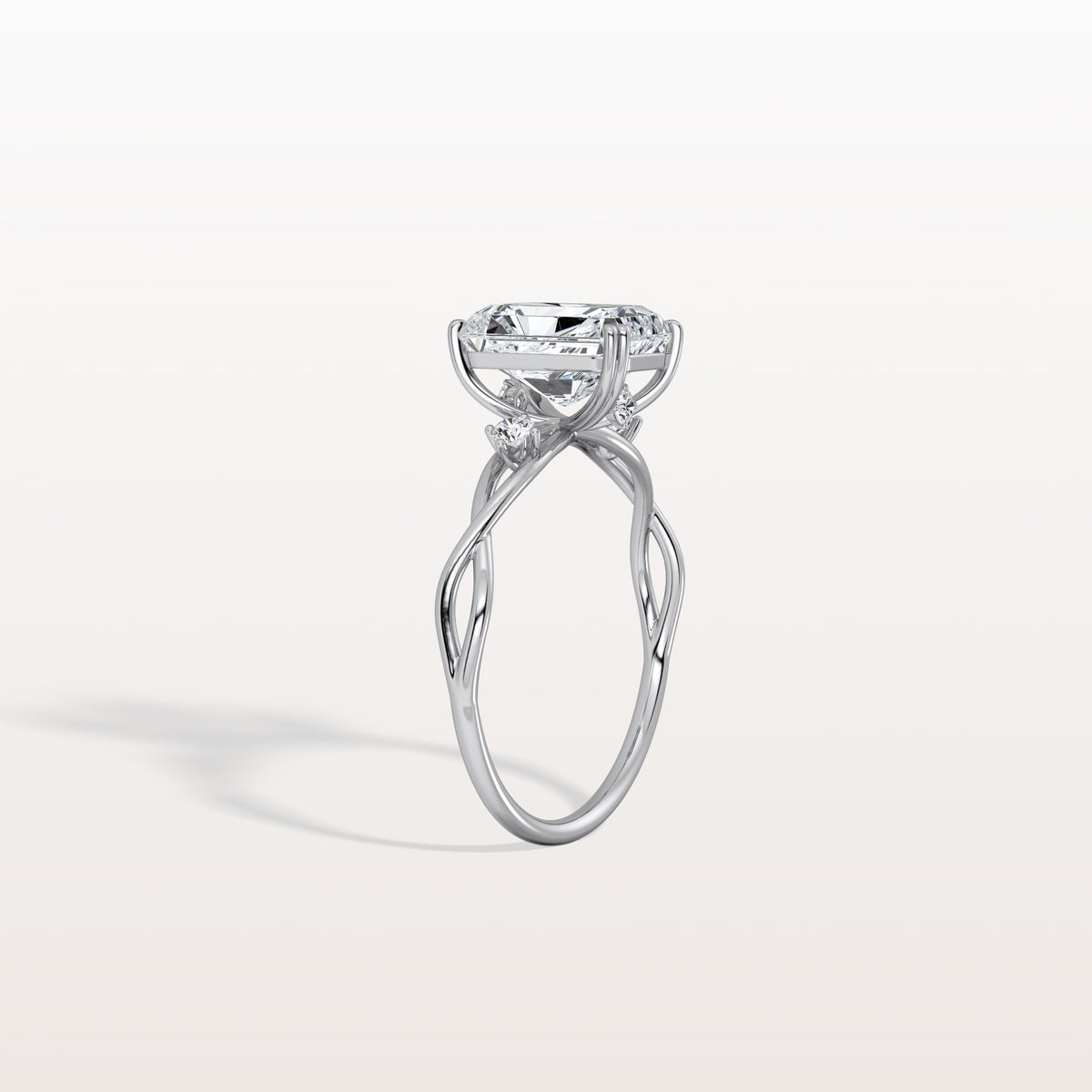 2CT Radiant Cut Lab Diamond Twisted Three Stones Engagement Ring - Rings