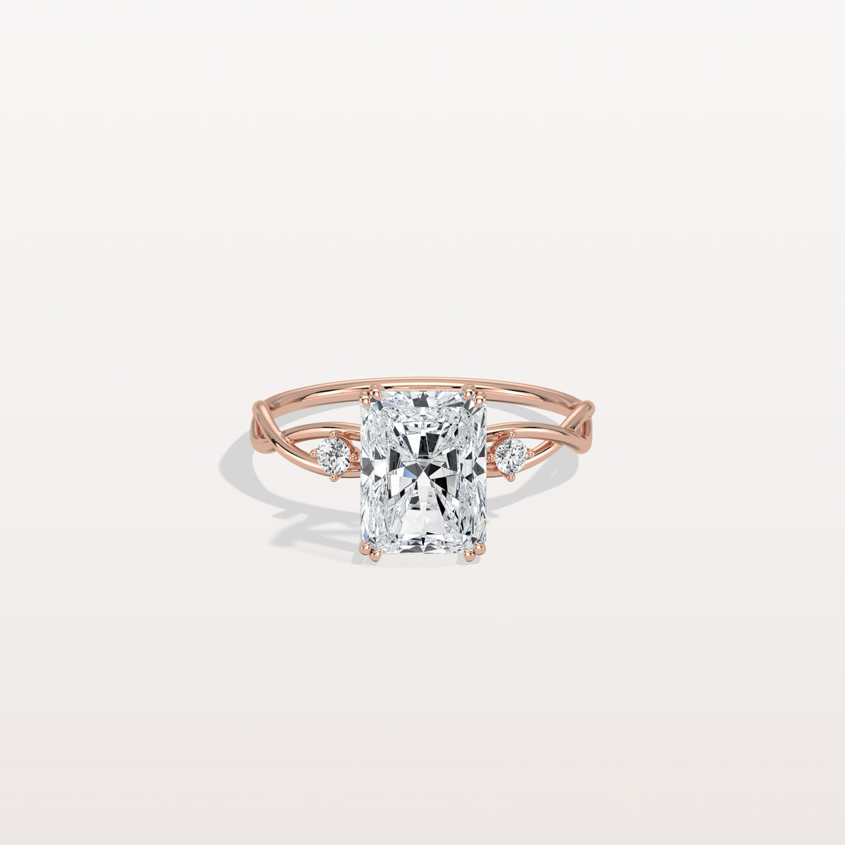2CT Radiant Cut Lab Diamond Twisted Three Stones Engagement Ring - Rings