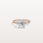 2CT Radiant Cut Lab Diamond Twisted Three Stones Engagement Ring - Rings