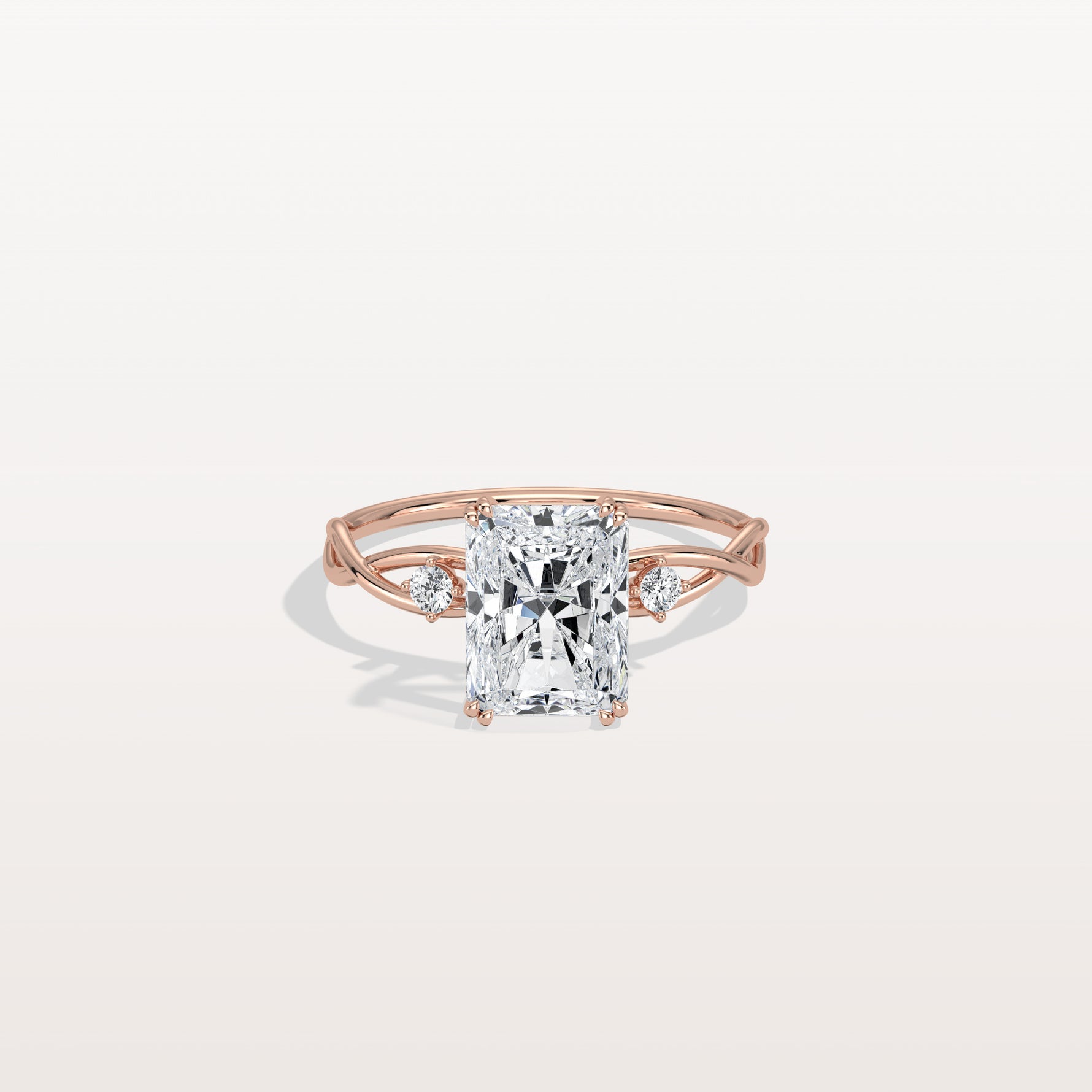 2CT Radiant Cut Lab Diamond Twisted Three Stones Engagement Ring - Rings