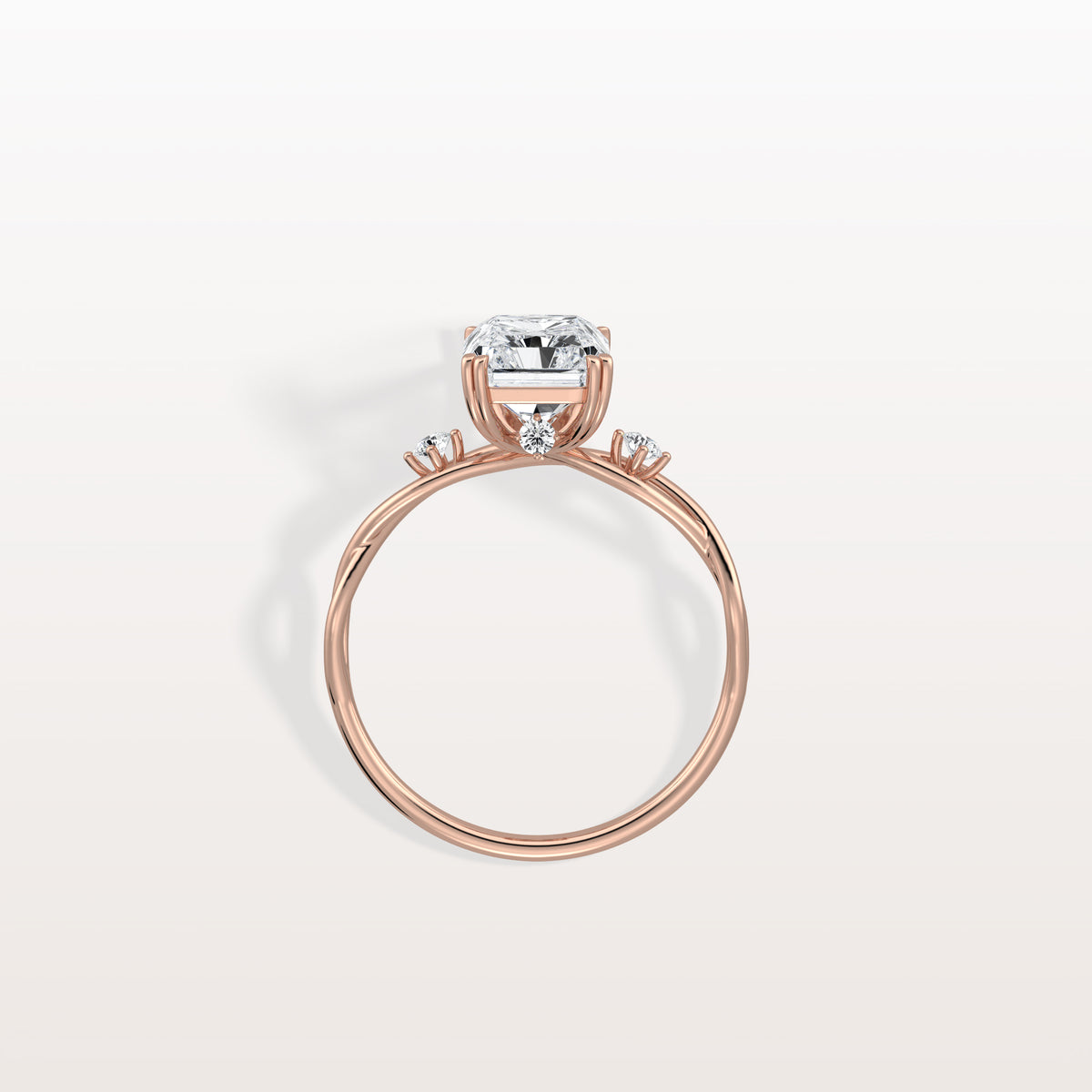 2CT Radiant Cut Lab Diamond Twisted Three Stones Engagement Ring - Rings