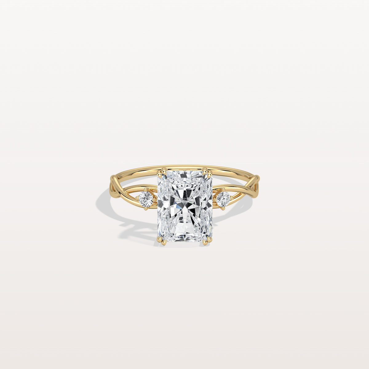 2CT Radiant Cut Lab Diamond Twisted Three Stones Engagement Ring - Rings
