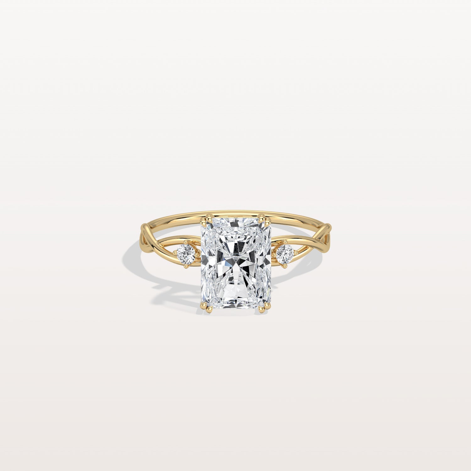 2CT Radiant Cut Lab Diamond Twisted Three Stones Engagement Ring - Rings