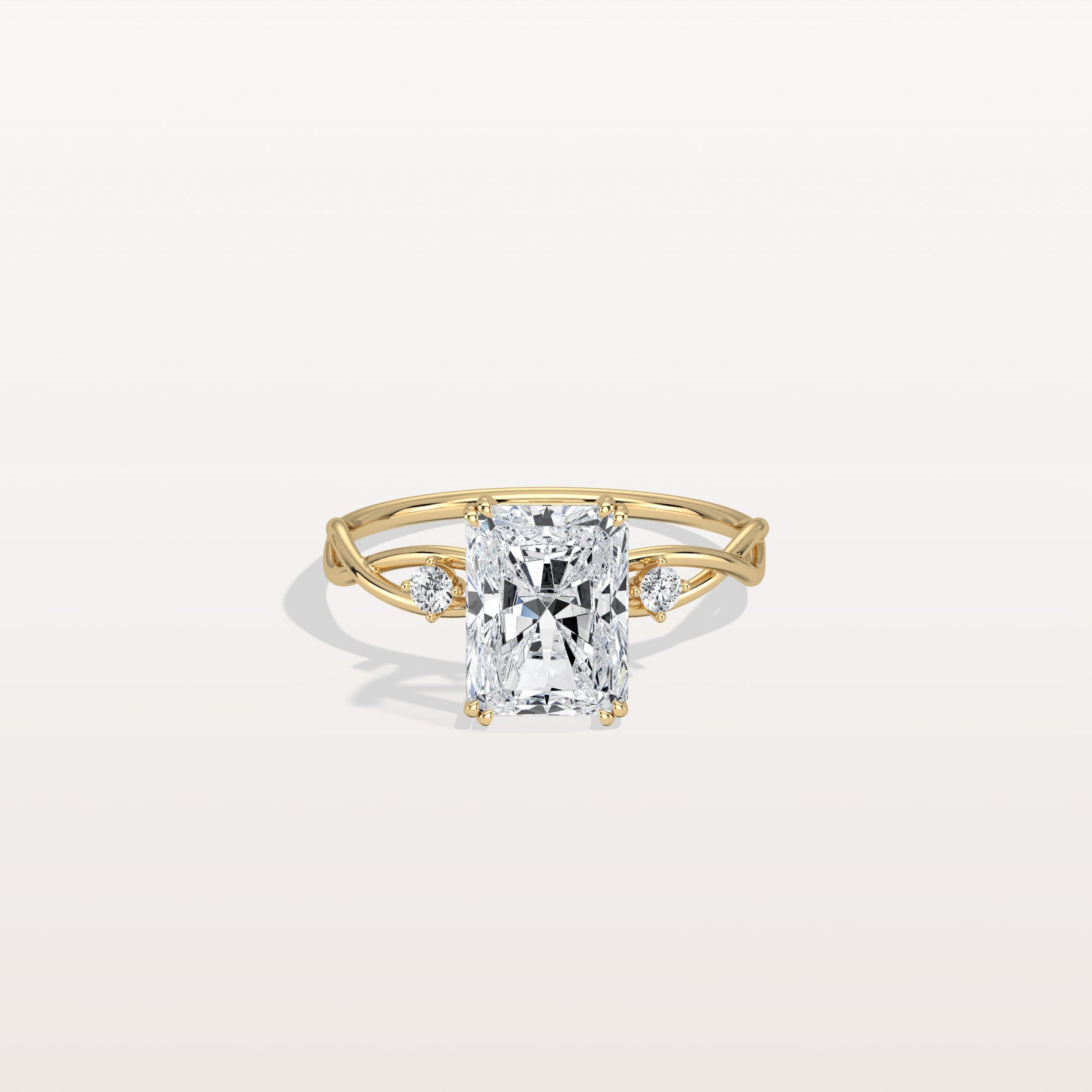 2CT Radiant Cut Lab Diamond Twisted Three Stones Engagement Ring - Rings