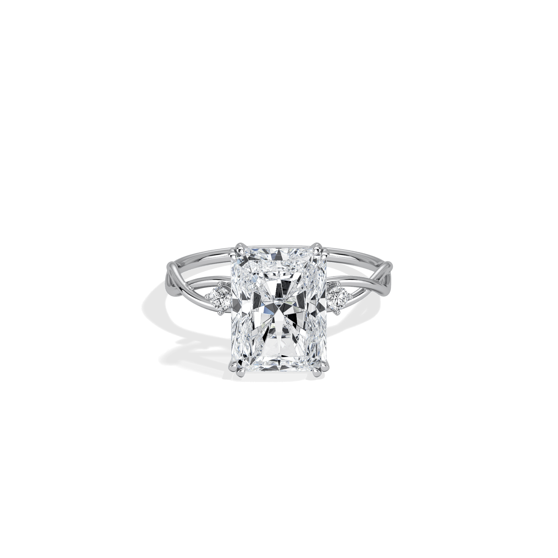3CT Radiant Cut Lab Diamond Twisted Three Stones Engagement Ring - Rings