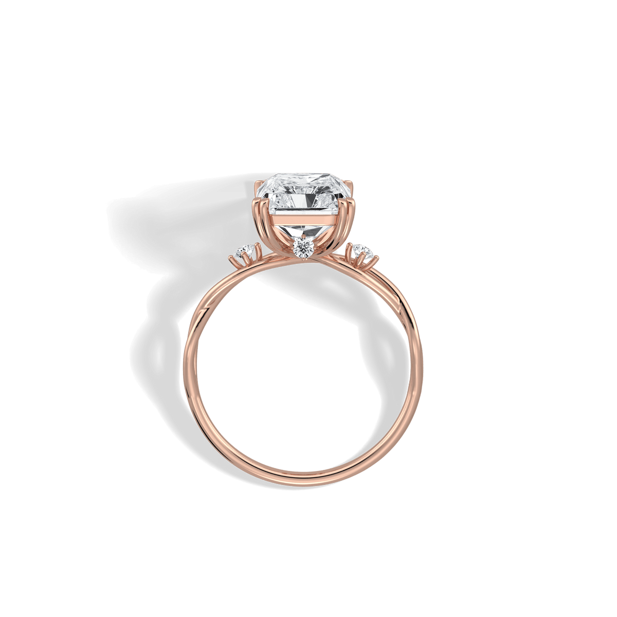 3CT Radiant Cut Lab Diamond Twisted Three Stones Engagement Ring - Rings