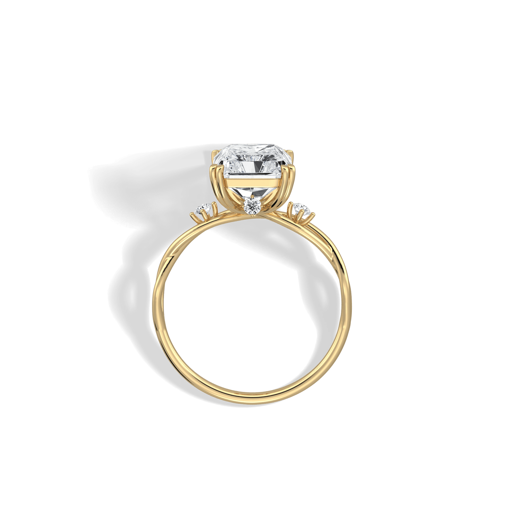 3CT Radiant Cut Lab Diamond Twisted Three Stones Engagement Ring - Rings
