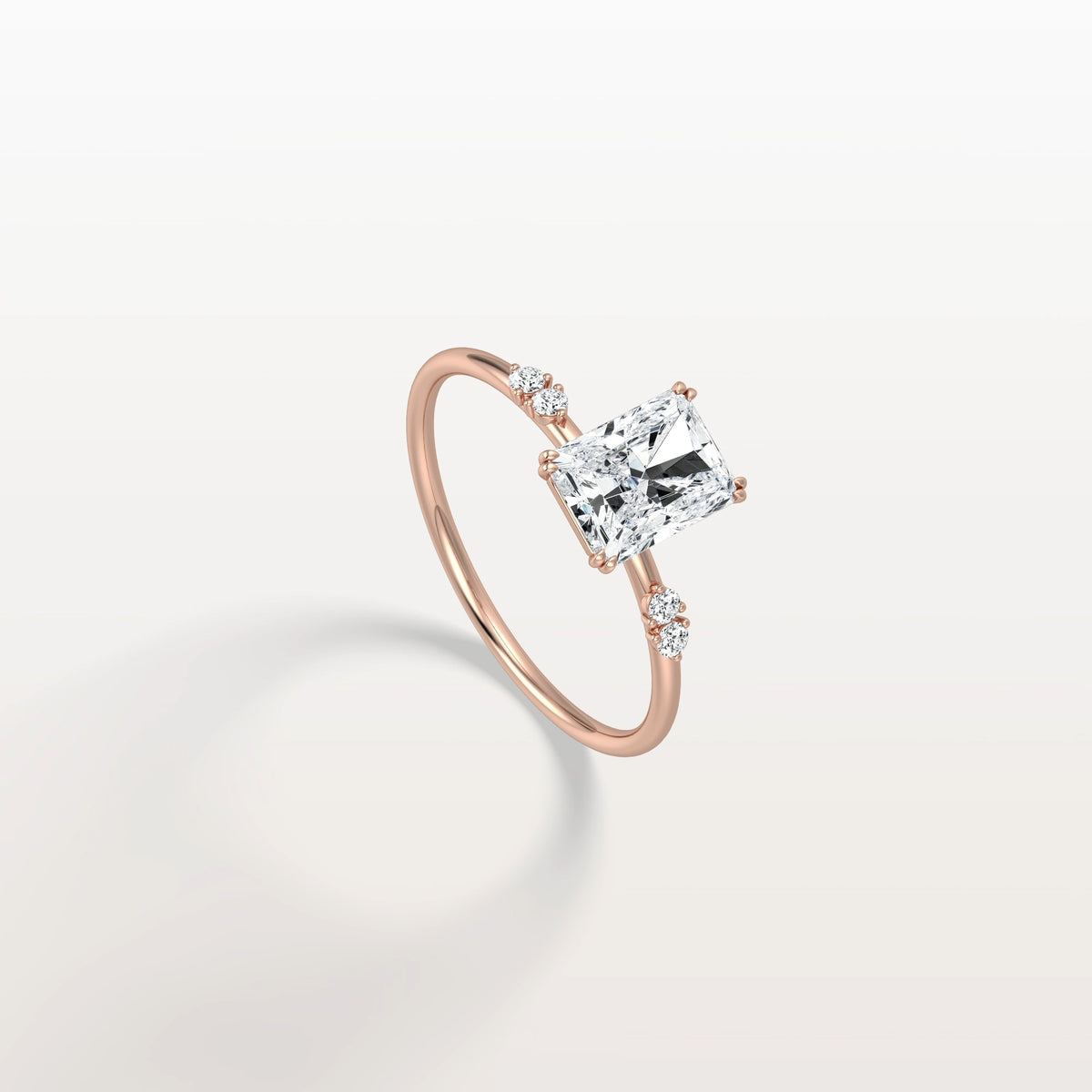 1CT Radiant Cut Lab Diamond Engagement Ring in 14K Solid Gold/Platinum - Rings