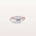 2CT Radiant Cut Lab Diamond Engagement Ring in 14K Solid Gold/Platinum - Rings