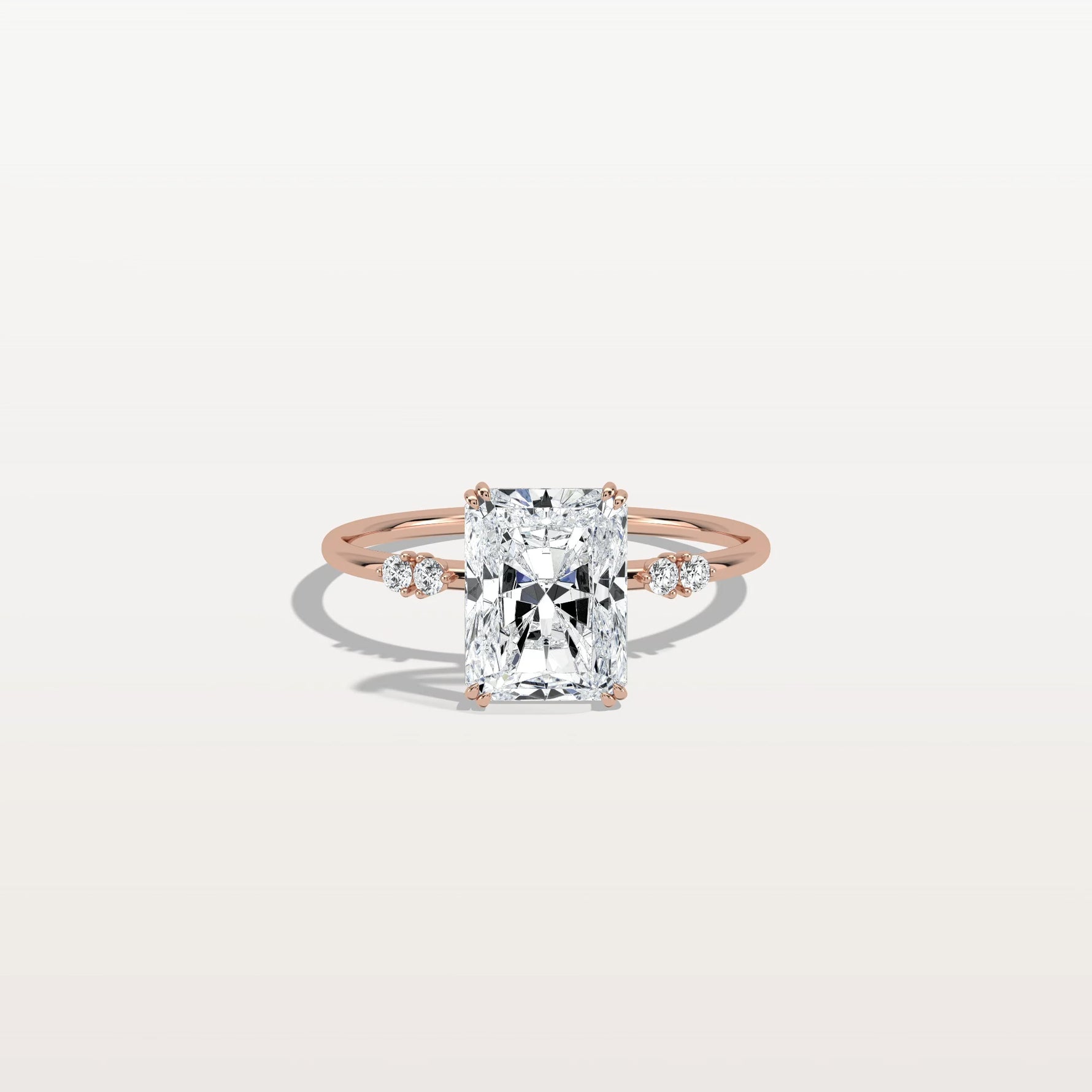 2CT Radiant Cut Lab Diamond Engagement Ring in 14K Solid Gold/Platinum - Rings