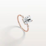 2CT Radiant Cut Lab Diamond Engagement Ring in 14K Solid Gold/Platinum - Rings