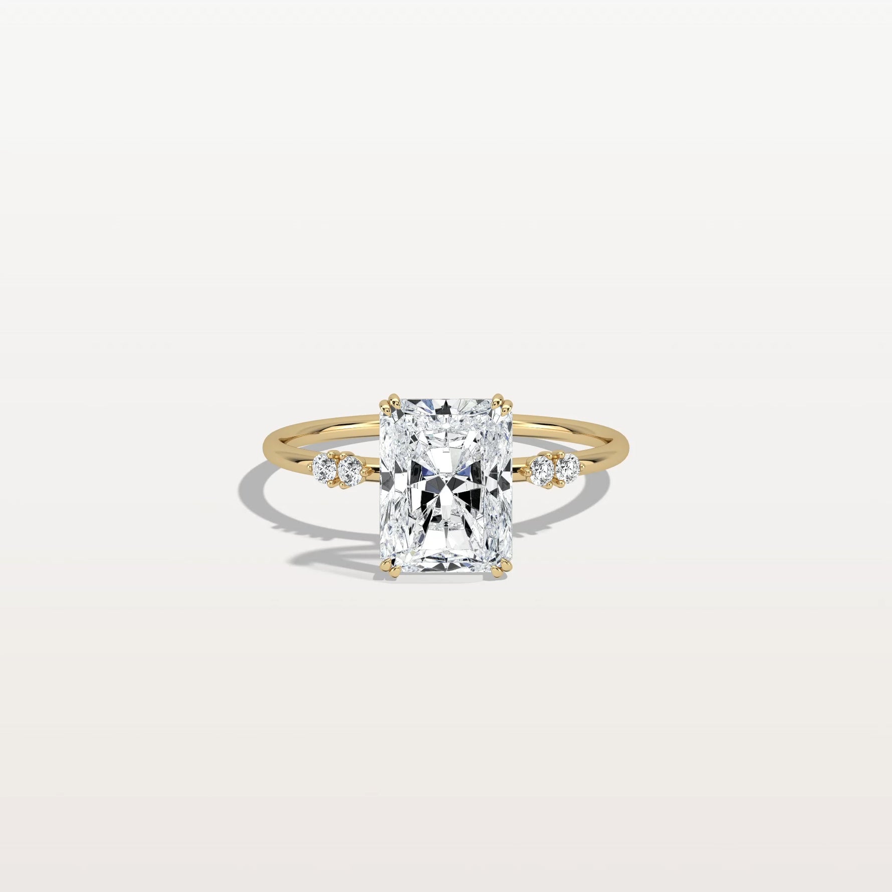 2CT Radiant Cut Lab Diamond Engagement Ring in 14K Solid Gold/Platinum - Rings