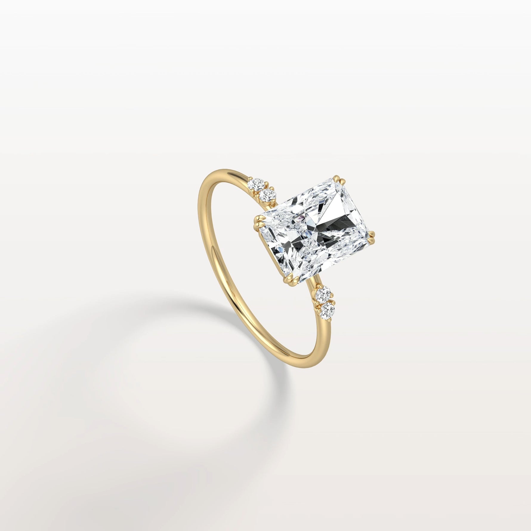 2CT Radiant Cut Lab Diamond Engagement Ring in 14K Solid Gold/Platinum - Rings