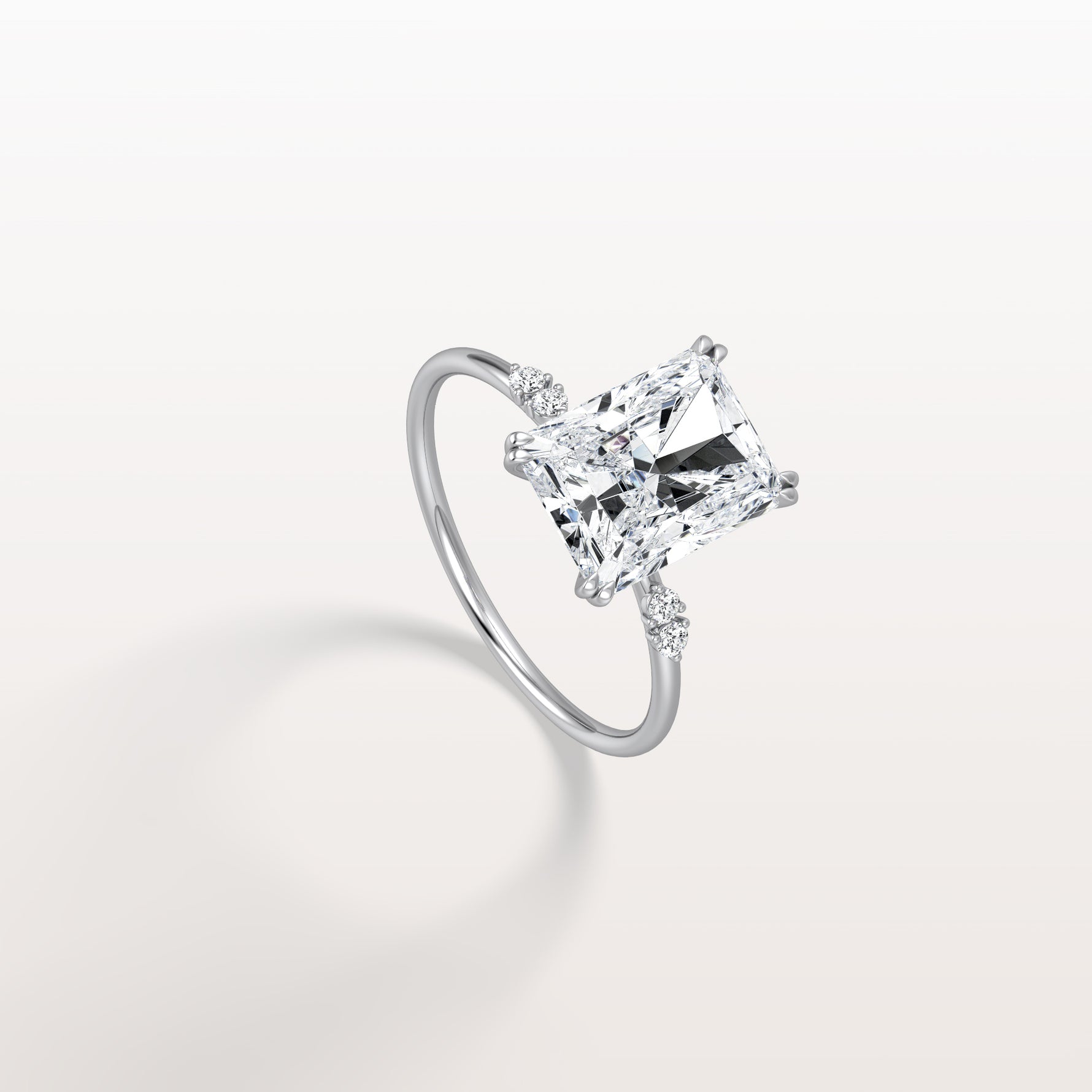 3CT Radiant Cut Lab Diamond Engagement Ring in 14K Solid Gold/Platinum - Rings