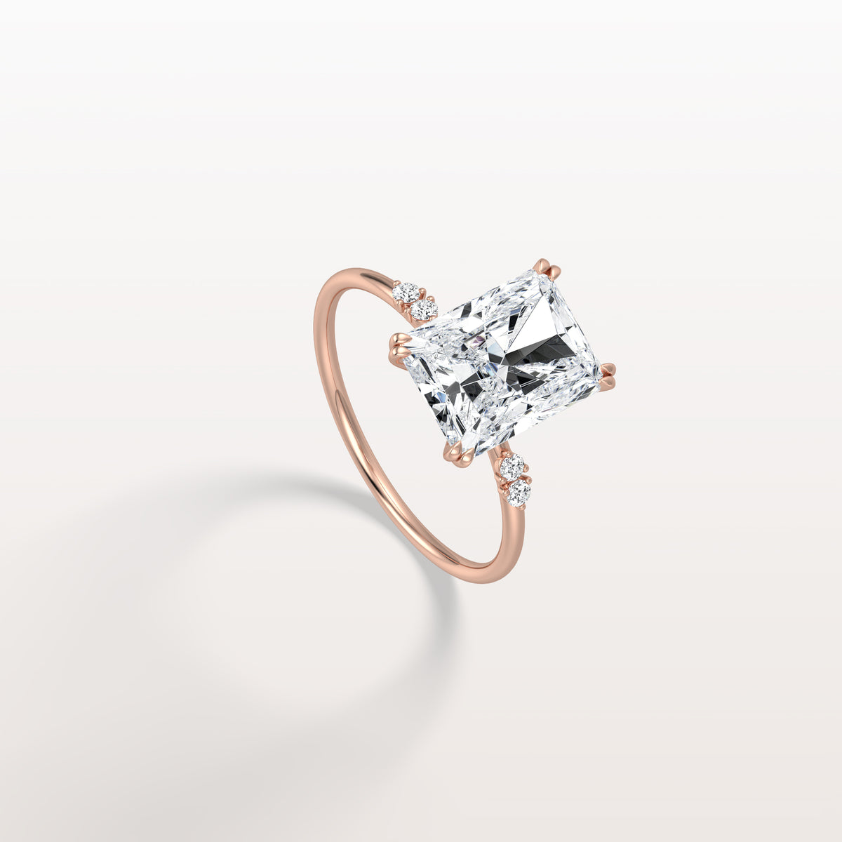 3CT Radiant Cut Lab Diamond Engagement Ring in 14K Solid Gold/Platinum - Rings