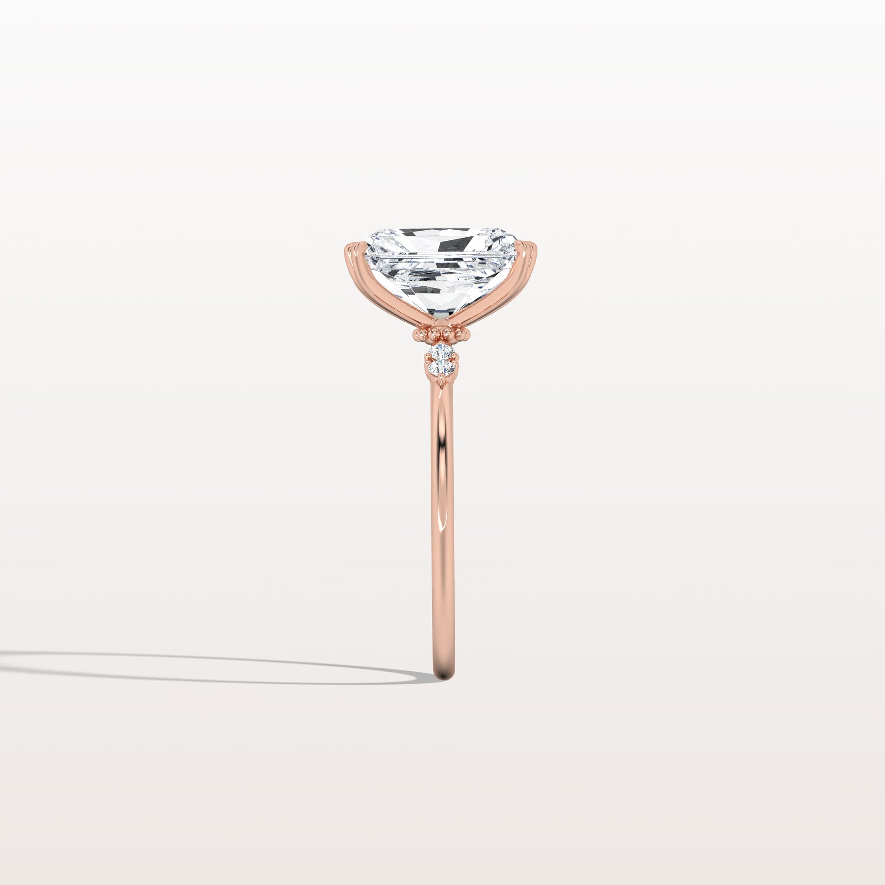 3CT Radiant Cut Lab Diamond Engagement Ring in 14K Solid Gold/Platinum - Rings