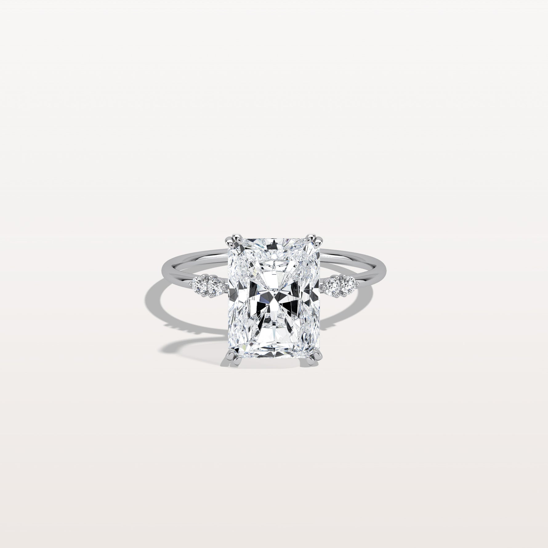 3CT Radiant Cut Lab Diamond Engagement Ring in 14K Solid Gold/Platinum - Rings